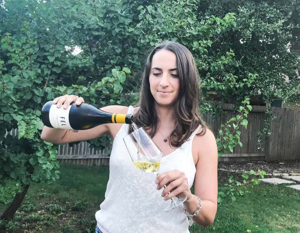 pouring a glass of 2015 FEL Chardonnay, Anderson Valley