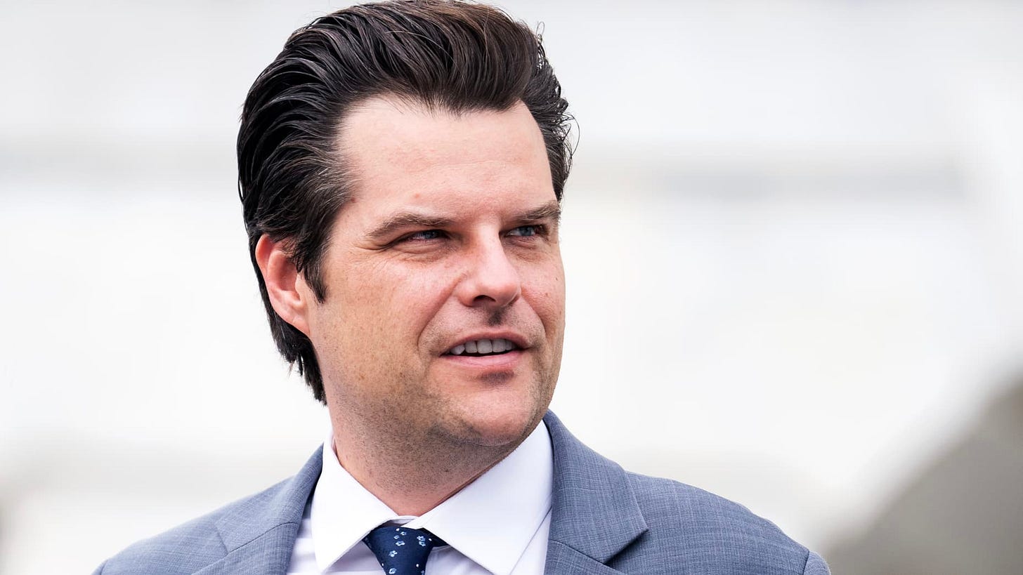 UNITED STATES - JULY 25: Rep. Matt Gaetz, R-Fla., is seen outside the U.S. Capitol after the last votes before the August recess on Thursday, July 25, 2024. (Tom Williams/CQ-Roll Call, Inc via Getty Images)