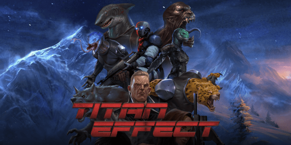 Cover image of the audio game “Titan Effect” by Katherine Forrister and Chris Warman (based on the RPG setting created by Christian Nommay). Several tactical spies ready for battle, including genetically augmented animal-human hybrids.