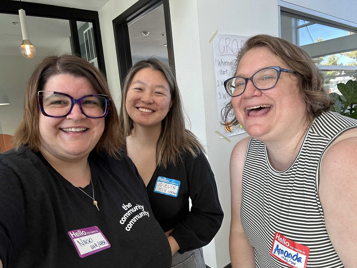 A picture showing the authors, Nikki, Jocelyn, and Amanda smiling and laughing