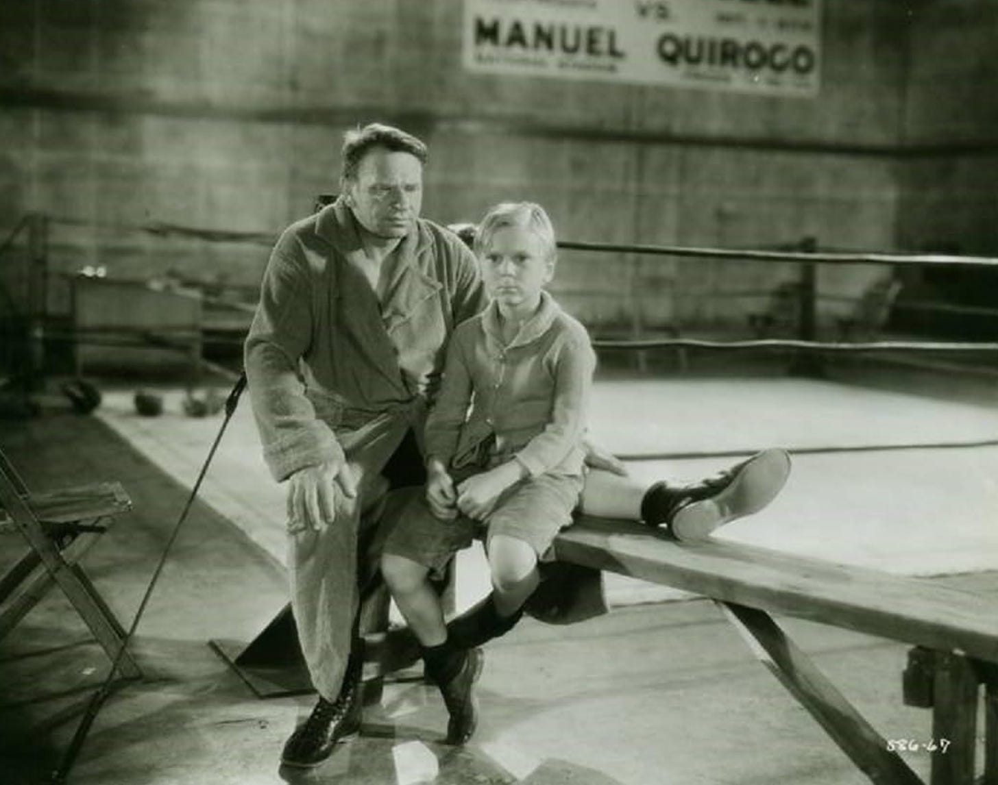 Wallace Beery & Jackie Cooper in a promotional still from The Champ