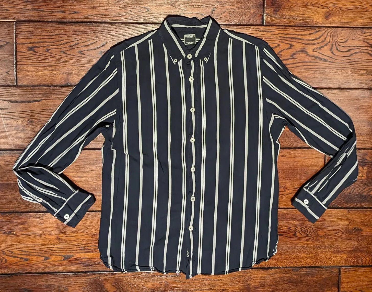 TODD SNYDER Men's Blue & White Striped L/S Lightweight Button-Up Shirt Size M - Picture 1 of 11
