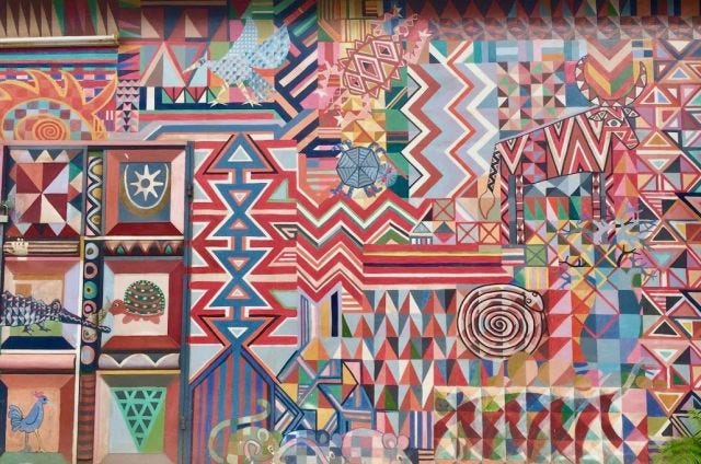 Colorful mural at the Nubuke Foundation, Ghana