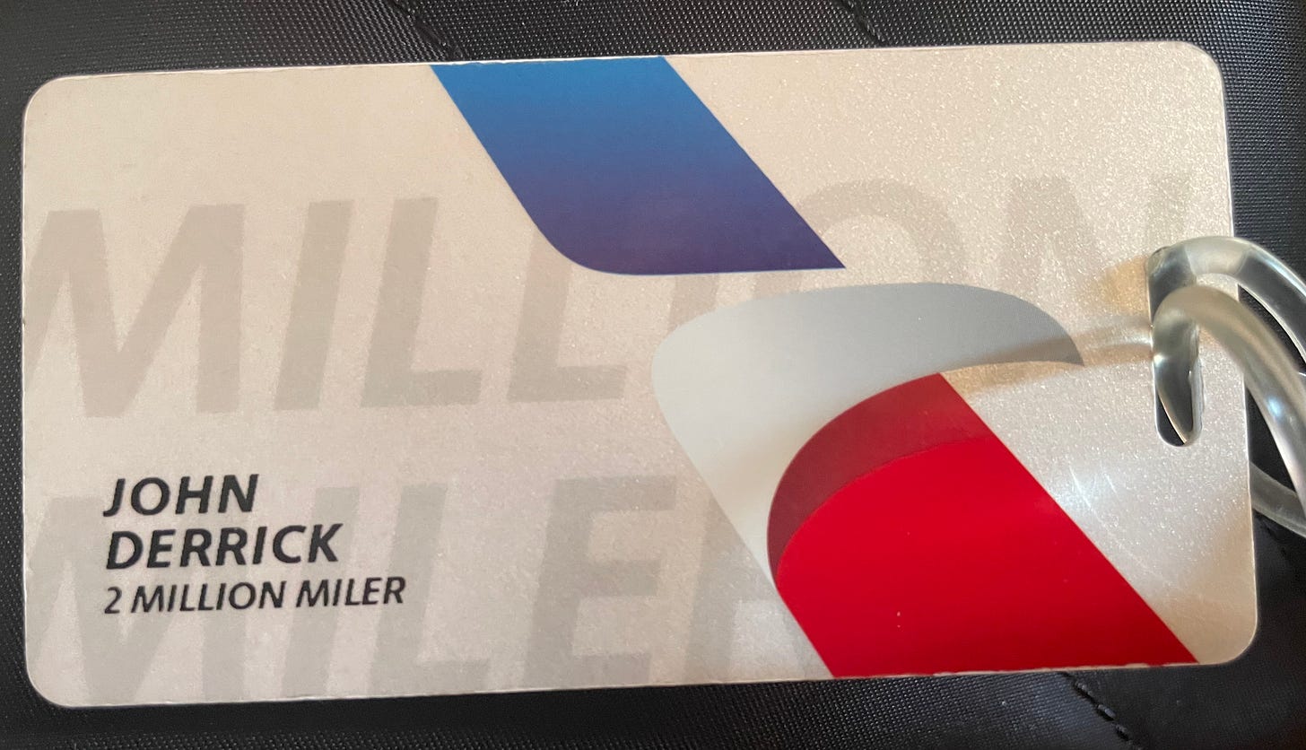 American Airlines Two Million Miler luggage tag 