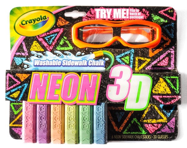 Crayola 3-D Neon Chalk and Glasses Washable Sidewalk 6ct Chalk – All  Sports-N-Jerseys