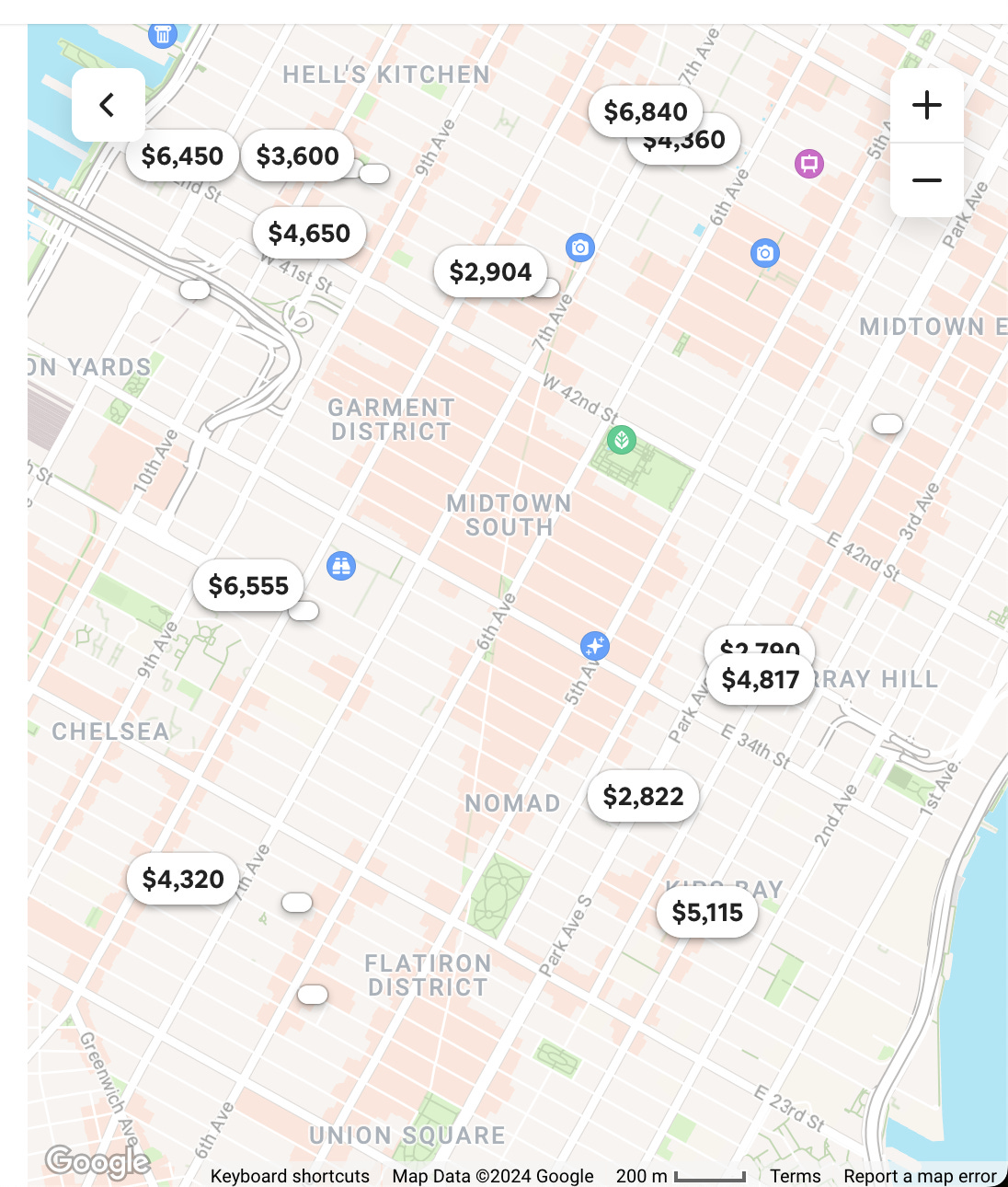 The zoom level used for Airbnb