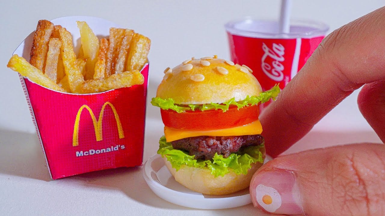 Miniature McDonald's Burger with Fries & Coke | ASMR Cooking Mini Foods  Sounds - YouTube