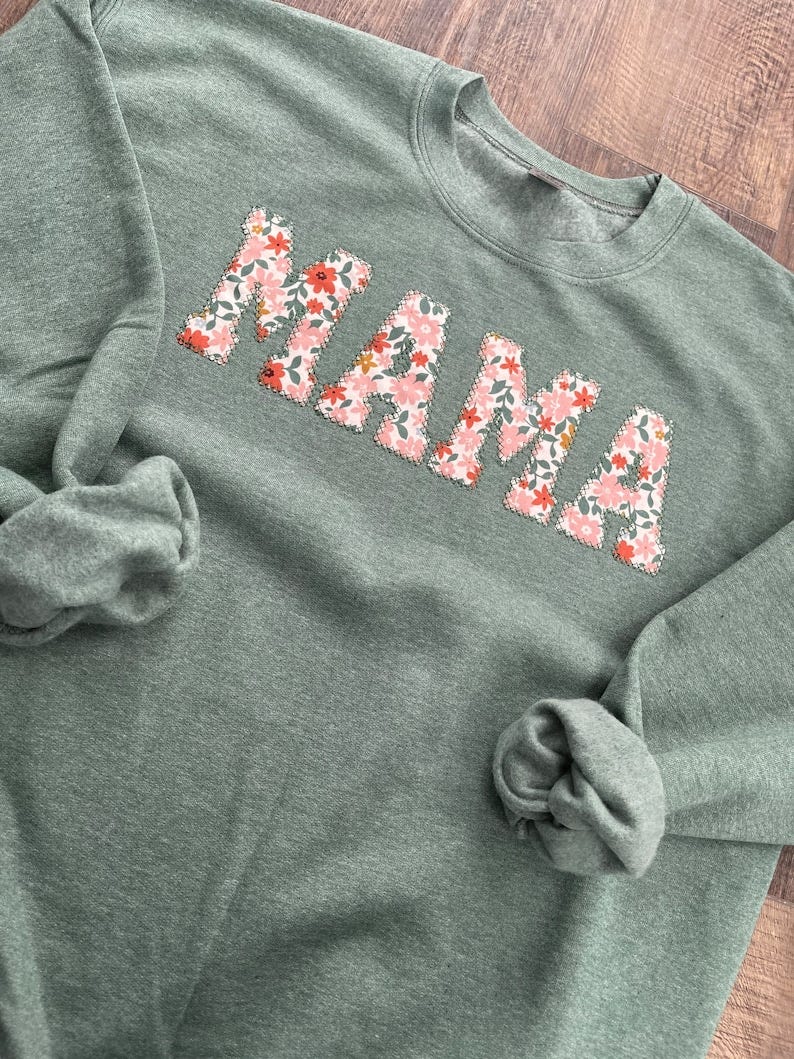 Mama Embroidered Floral Applique Sweatshirt   Simple Mama image 1