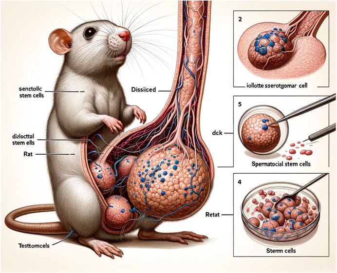 AI image mouse with giant testicle sack and nonsense labels. Terrifying. 