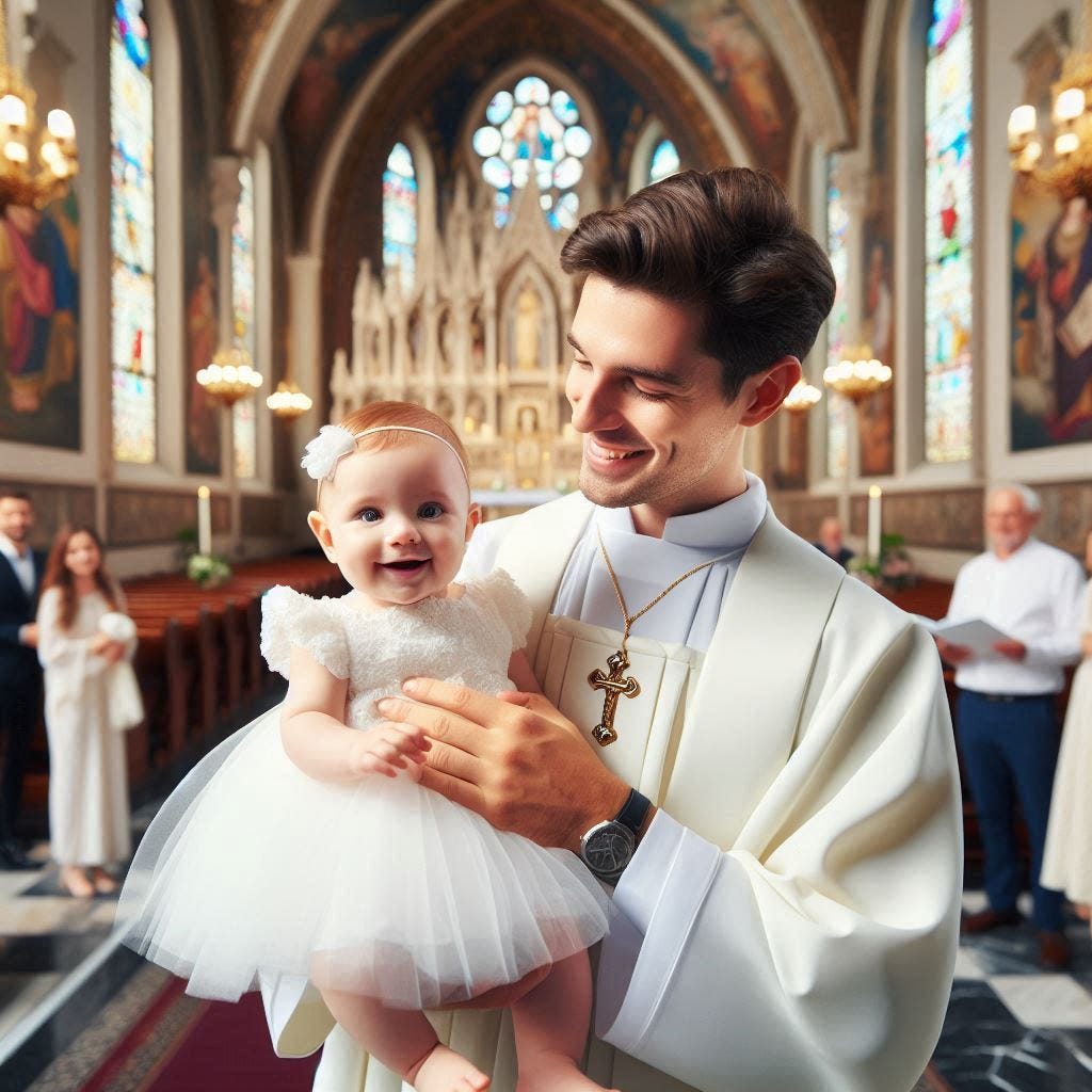 a baby being baptized in a Catholic Church