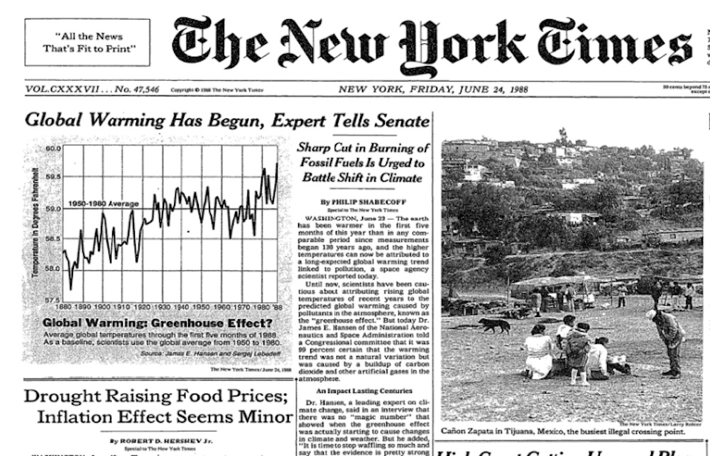 30 years ago global warming became front-page news – and both Republicans  and Democrats took it seriously