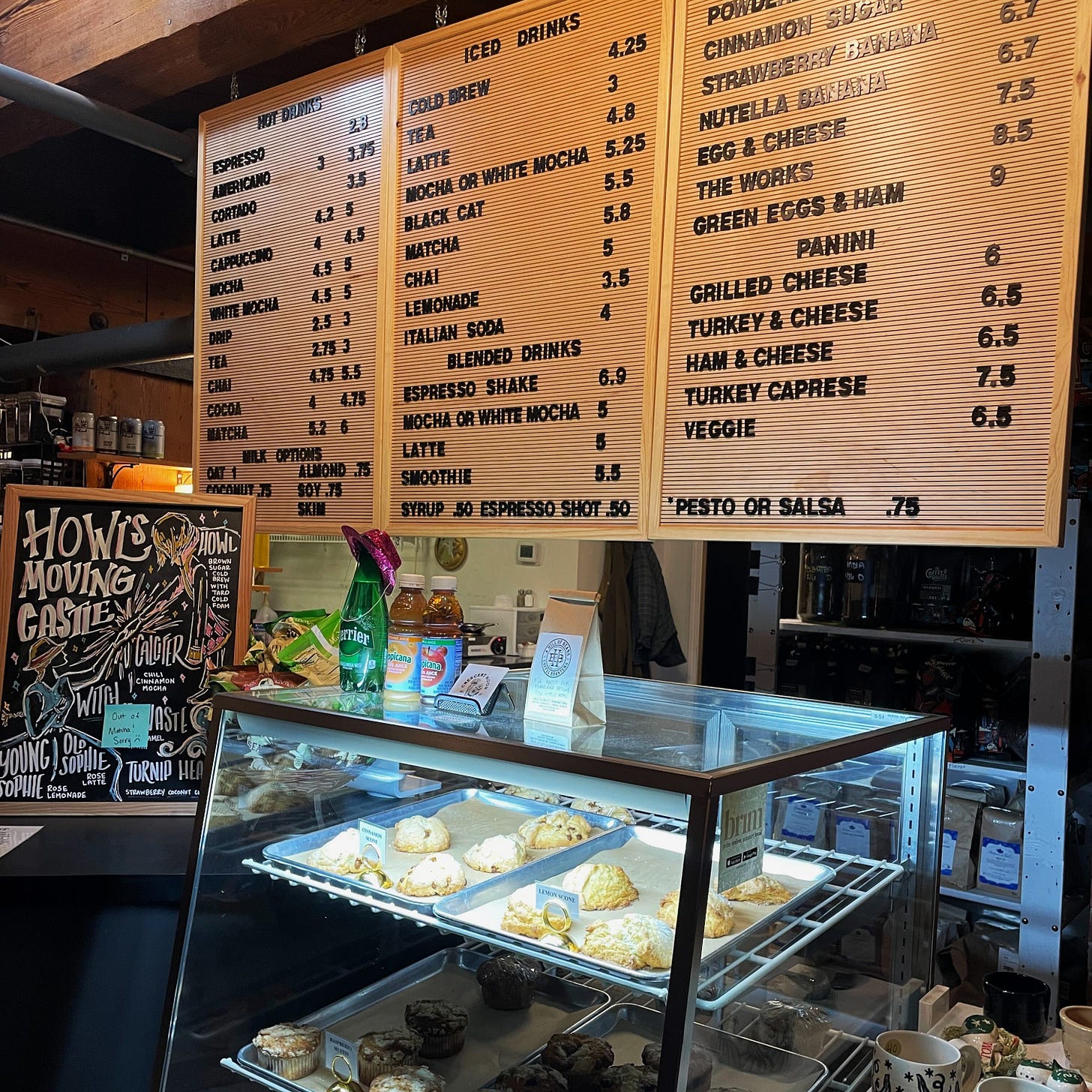 Drink Menus and Baked Goods At Crescent Moon Coffee in Lincoln, Nebraska