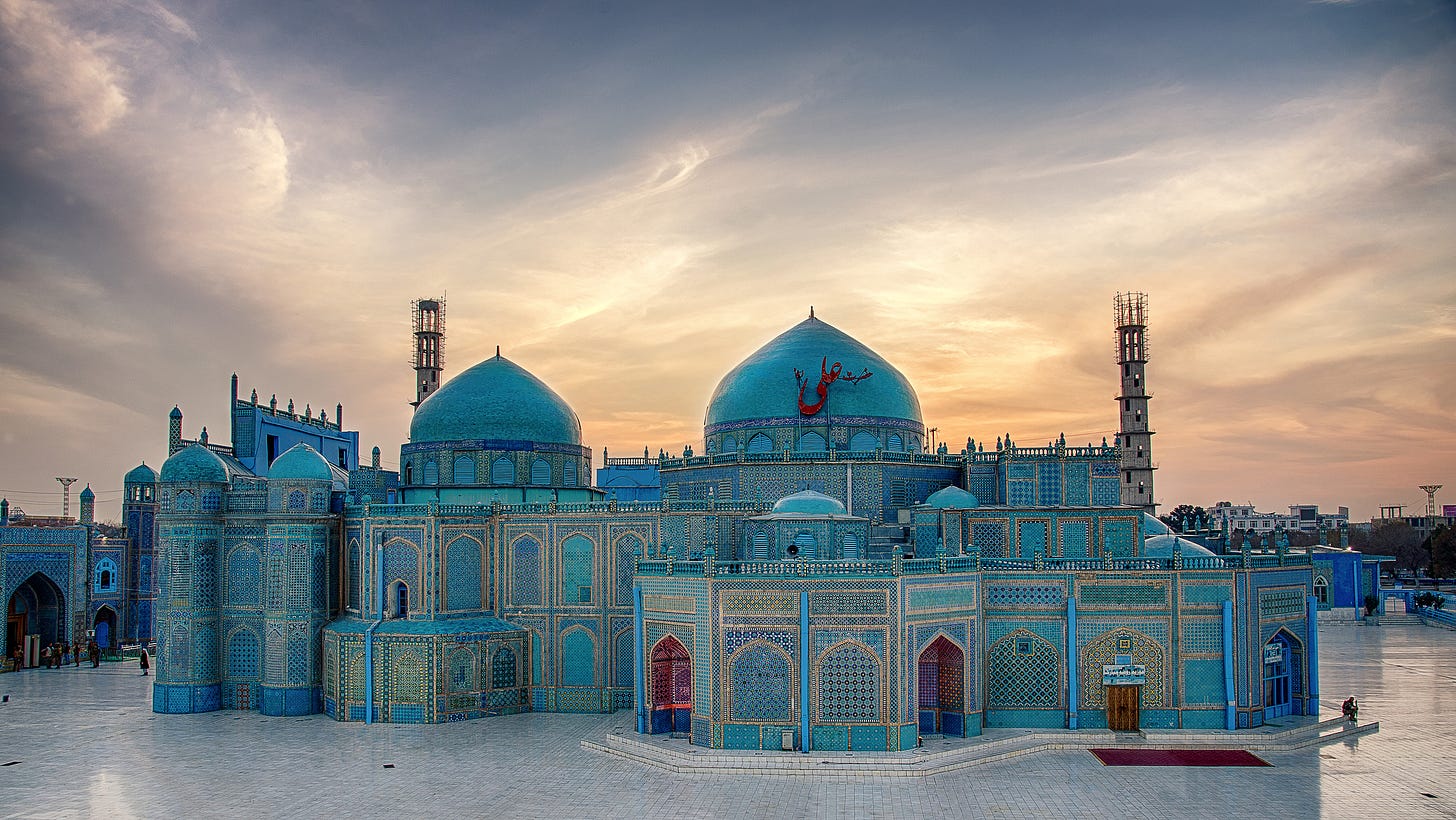 The Shrine of Hazrat Ali (Blue Mosque) in Mazar-i-Sharif, Afghanistan