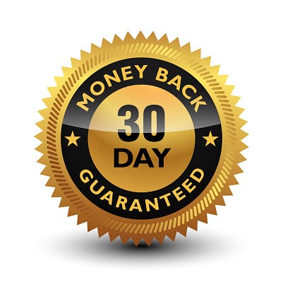 Golden Glossy Top Quality 30 Day Money Back Guaranteed Badge Sign Seal Stamp Label Isolated On White Background Stock Illustration - Download Image Now - iStock