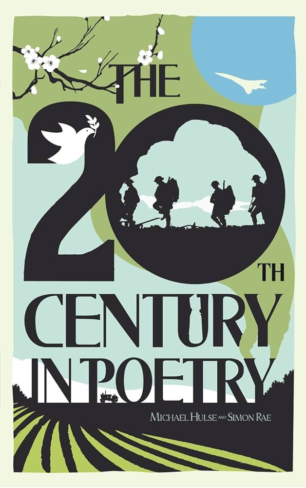 Cover of The 20th Century in Poetry, which shows Great War soldiers in silhouette, and Concord in the top right corner