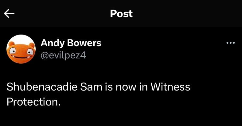 May be an image of text that says 'Post Andy Bowers @evilpez4 Protection. now in Witness'