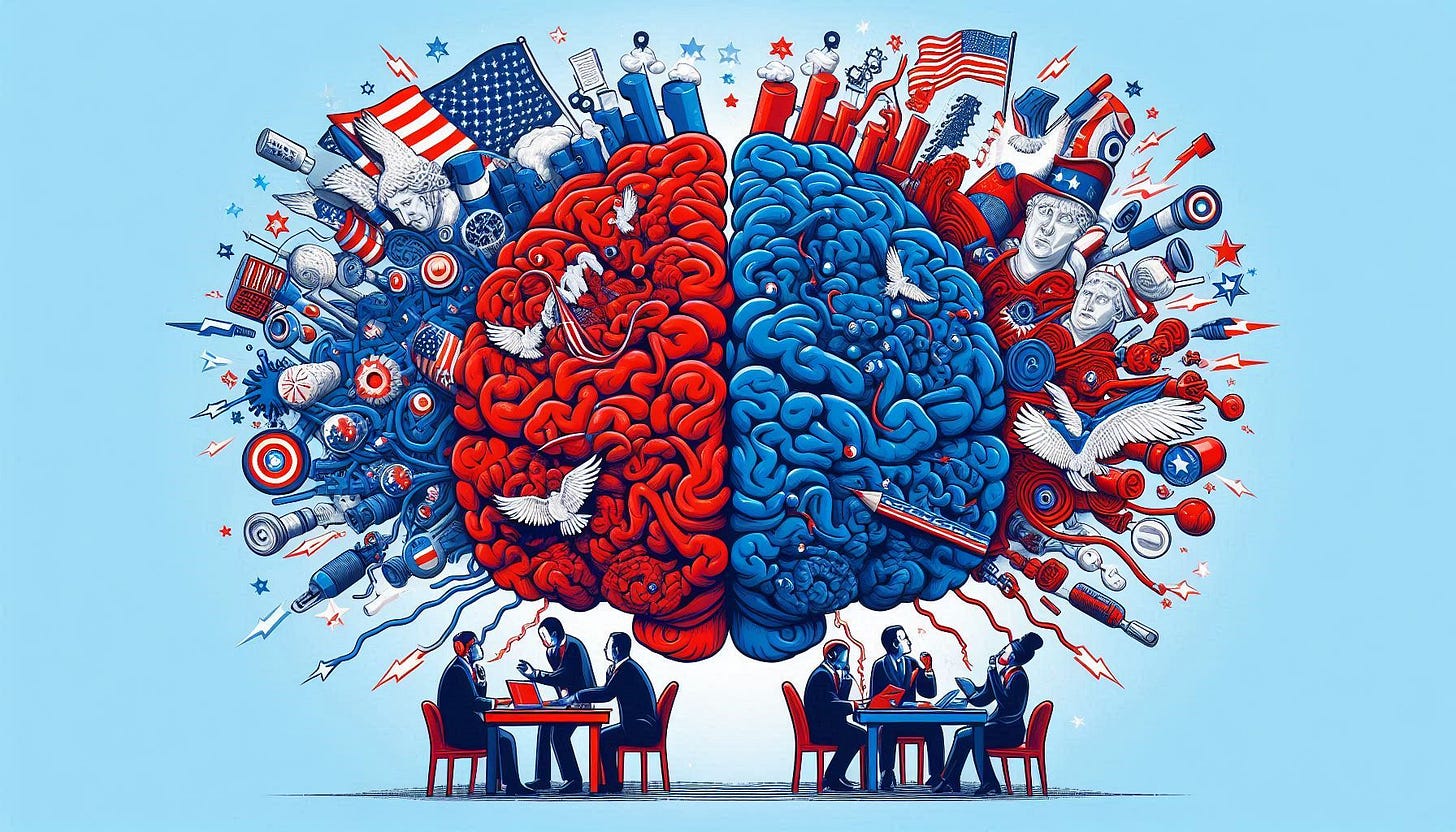 Brainstorming in red and blue