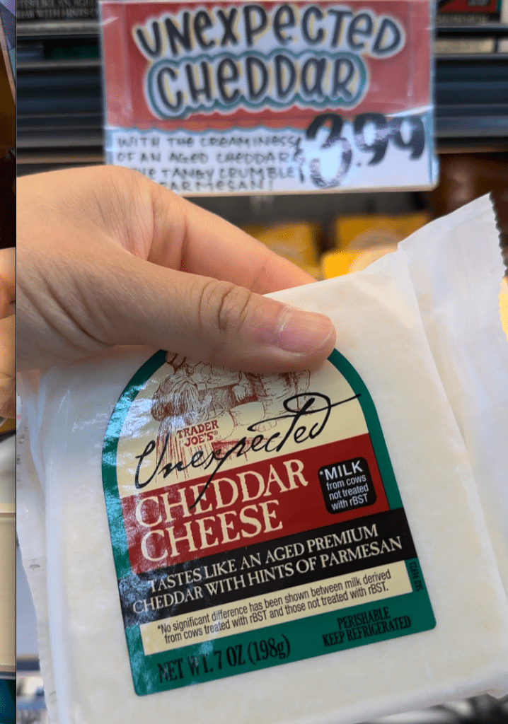 unexpected cheddar cheese at trader joes