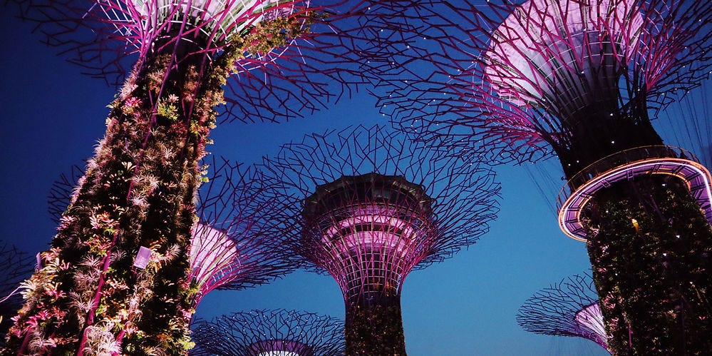 Towers with flowers in Singapore.