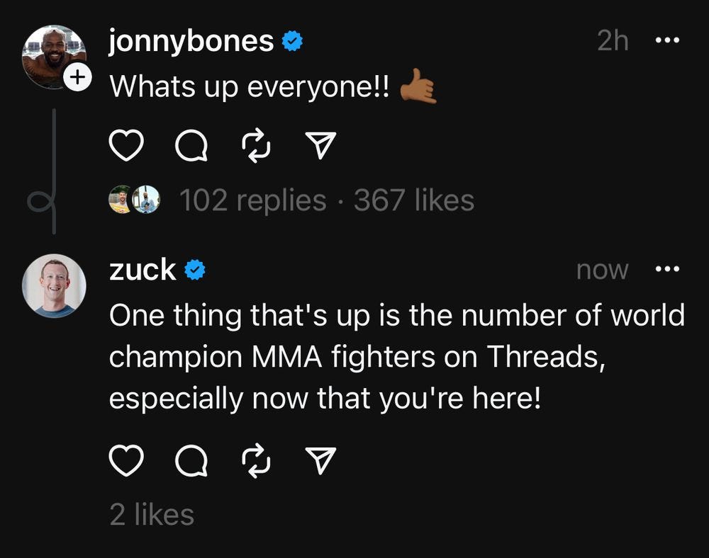 Zuck kissing the ass of MMA fighter and domestic abuser Jon Jones.