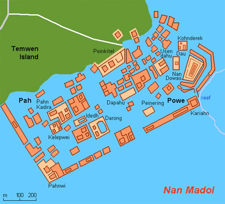 Map of Nan Madol.  Federated States of Micronesia (Public Domain)