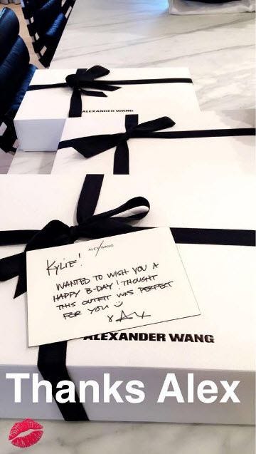 kylie jenner birthday gift from alexander wang