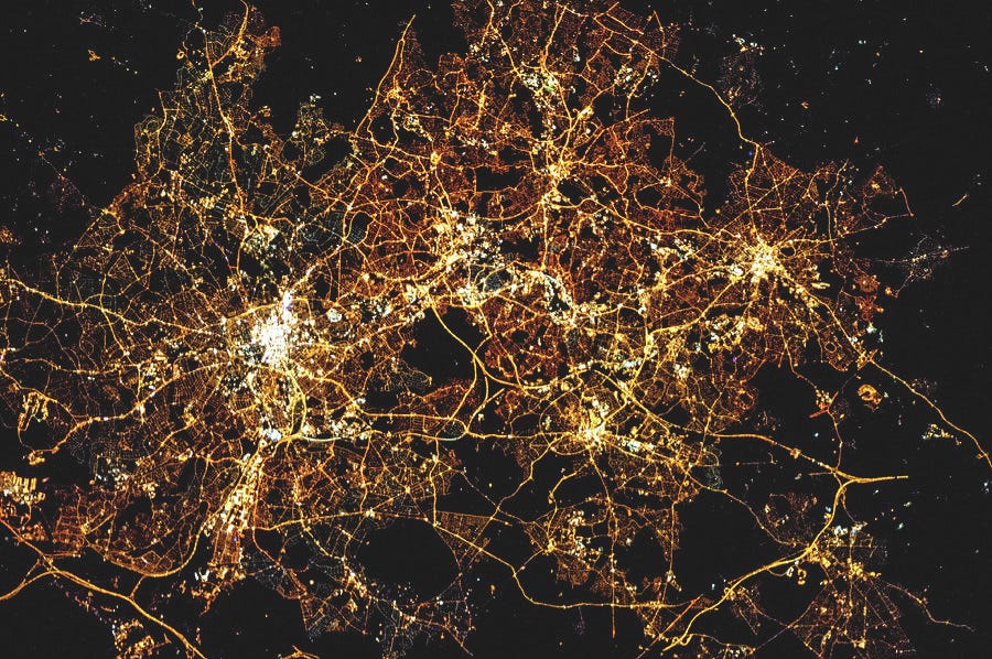 Night Time Satellite Image Of A City Photograph by Panoramic Images - Fine  Art America