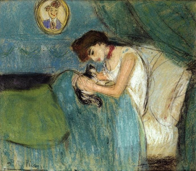 Woman with Cat, 1900 - Pablo Picasso - WikiArt.org