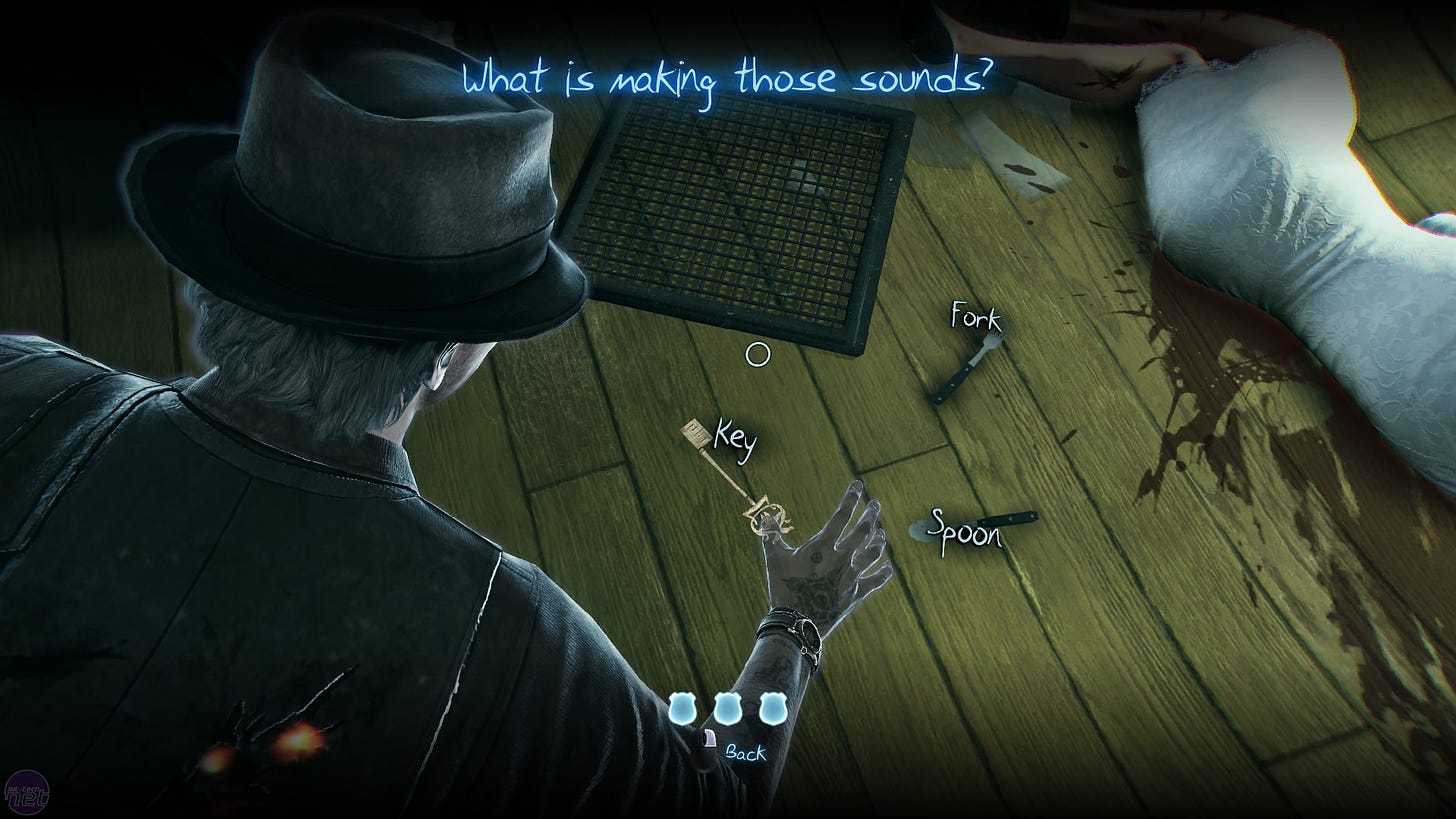 Gathering clues in Murdered: Soul Suspect