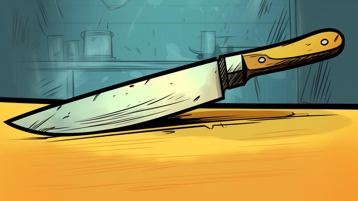 A sharp kitchen knife