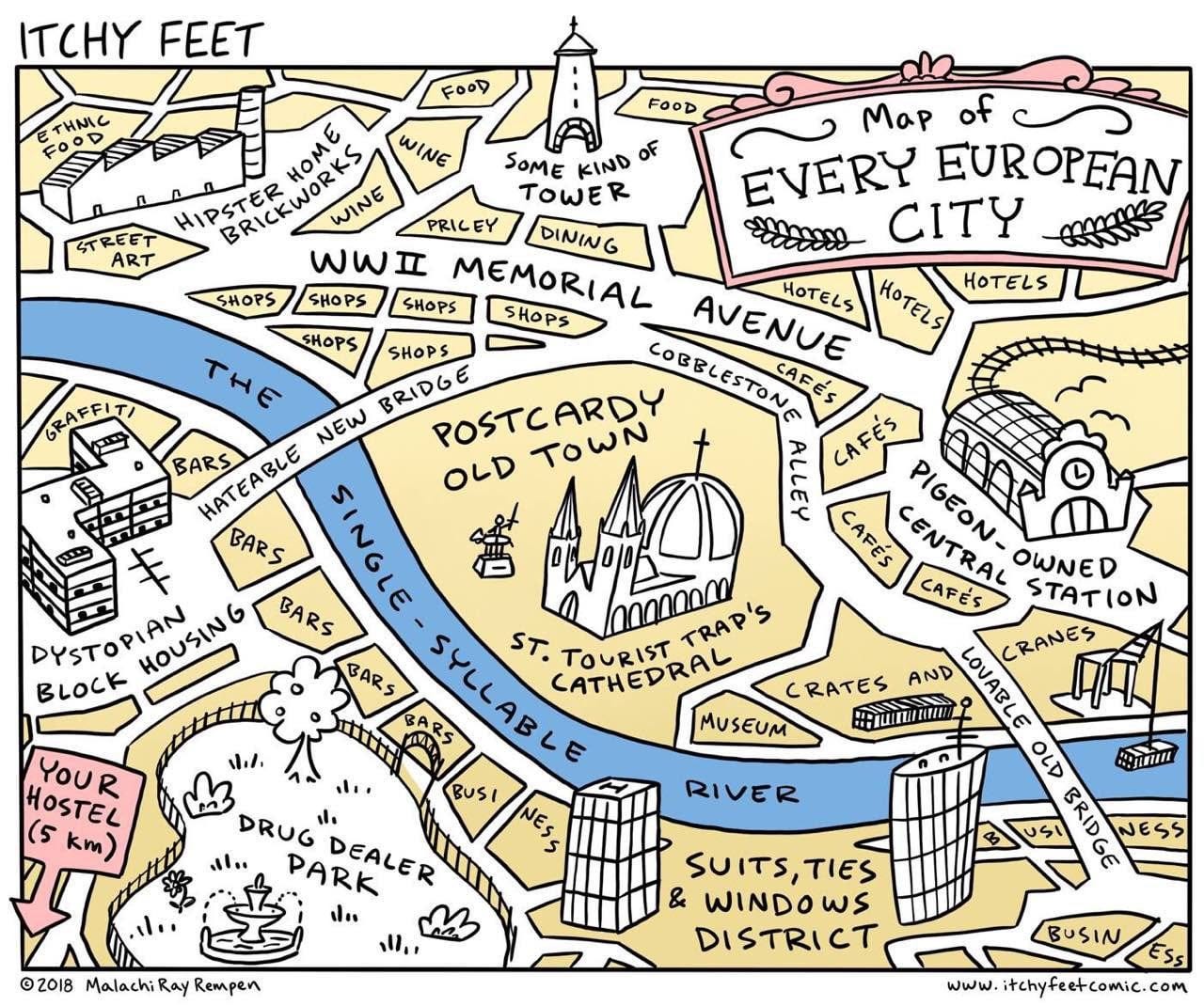 A map of every European city : r/funny