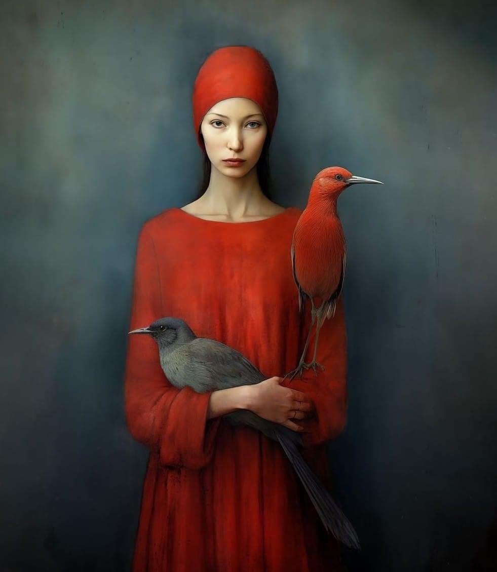 Oksana Ivanik Art on X: ""Woman and Birds" by Inge Schuster Artist  https://t.co/Jt8ZRiugdL" / X