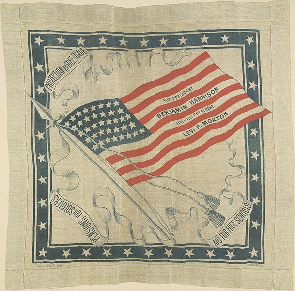 File:Benjamin Harrison-Morton American Flag Handkerchief, 1888 (4359404965).jpg