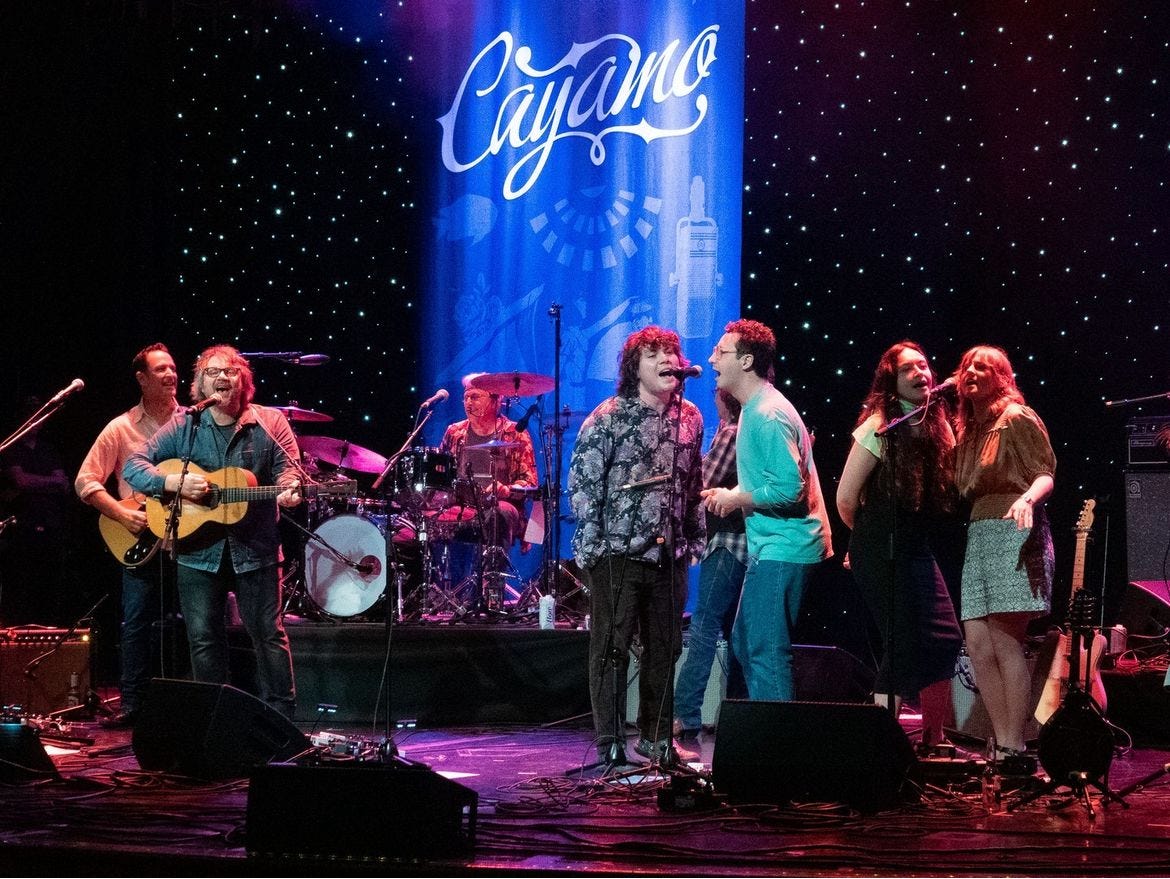 Dad, Sammy, Liam Kazar, Macie Stewart, and Courtney Marie Andrews sing Bob Dylan songs with Nitty Gritty Dirt Band.