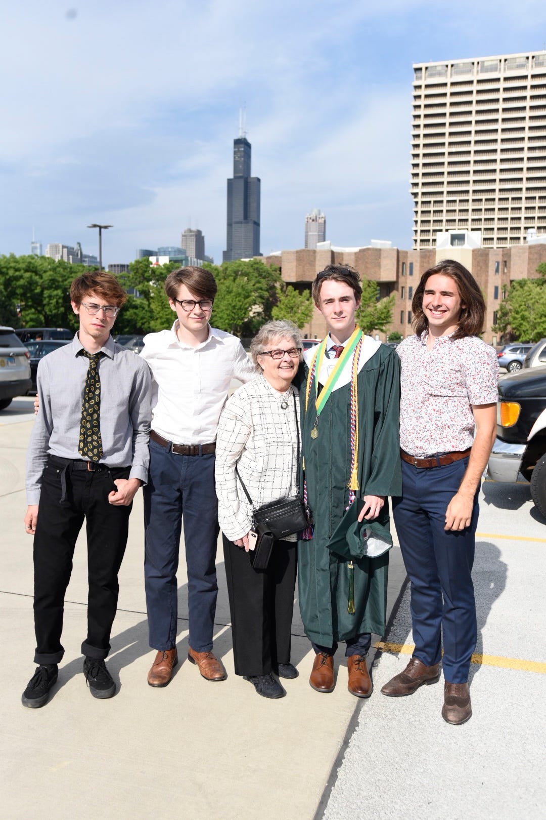 Jackie with four of seven grandsons in Chicago - June 2019  photo  Amy Boyle