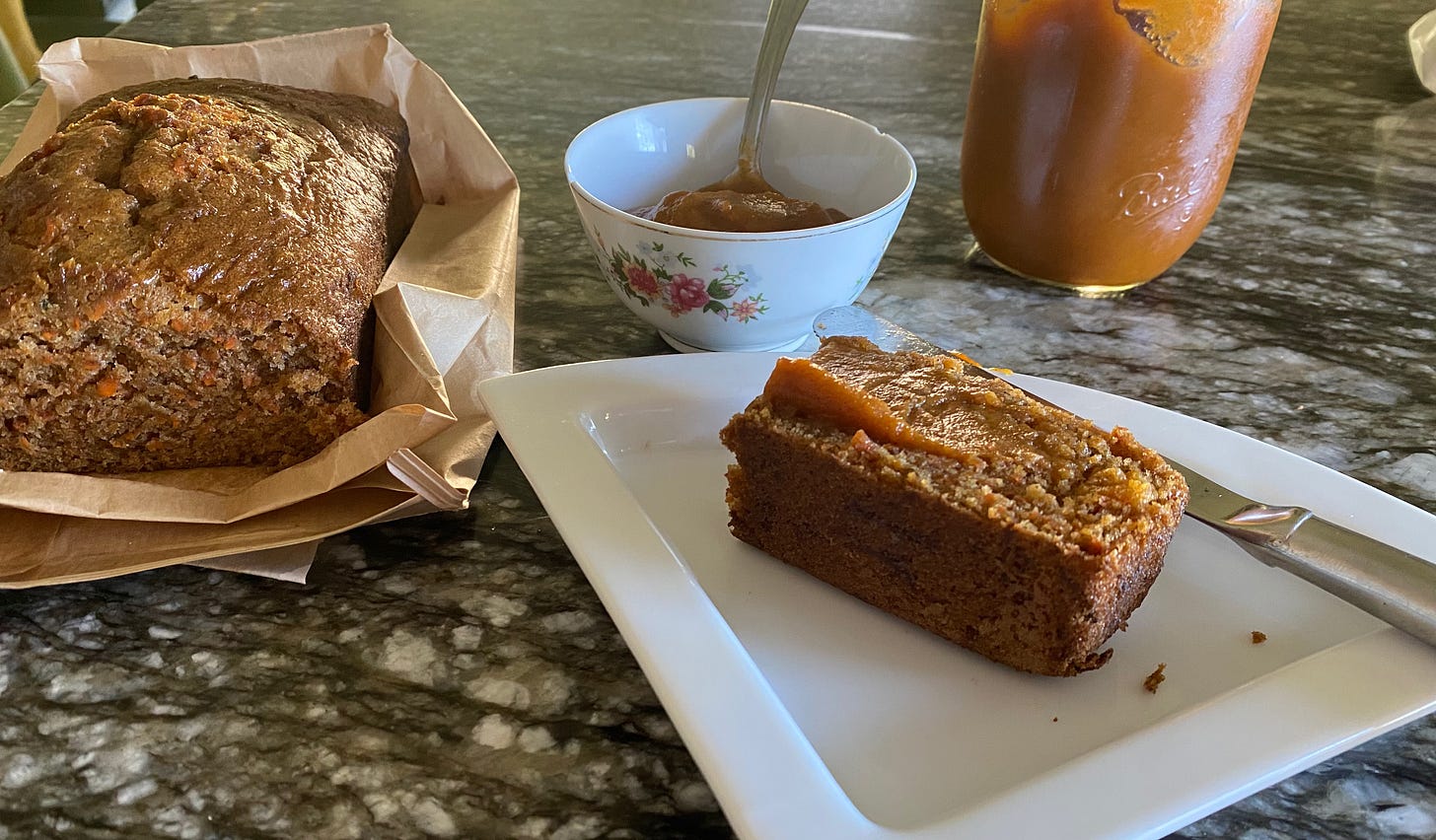 carrot jam spread on a piece of carrot bread