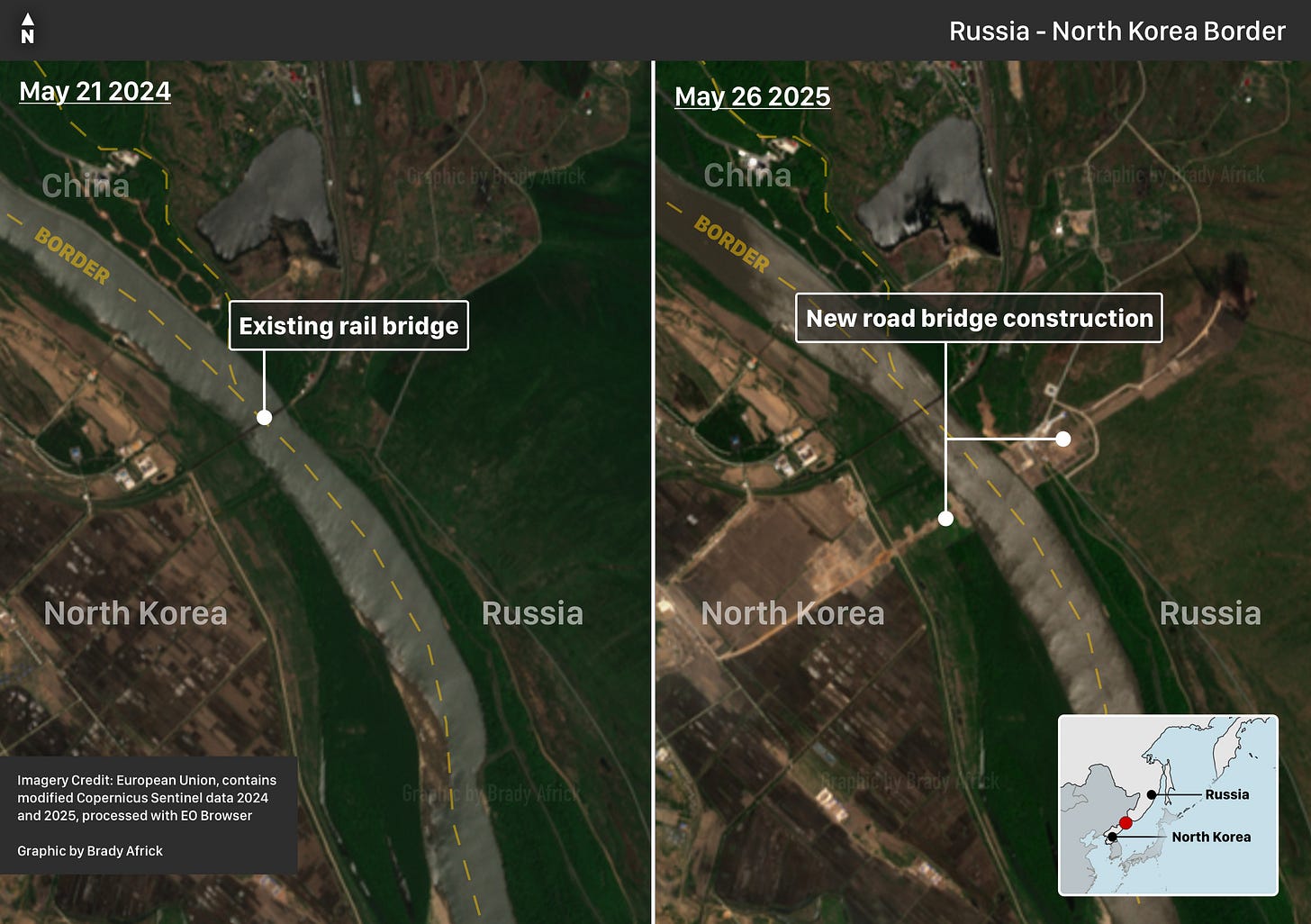 Imagery Credit: European Union, contains modified Copernicus Sentinel data 2024 and 2025, processed with EO Browser | Graphic by Brady Africk