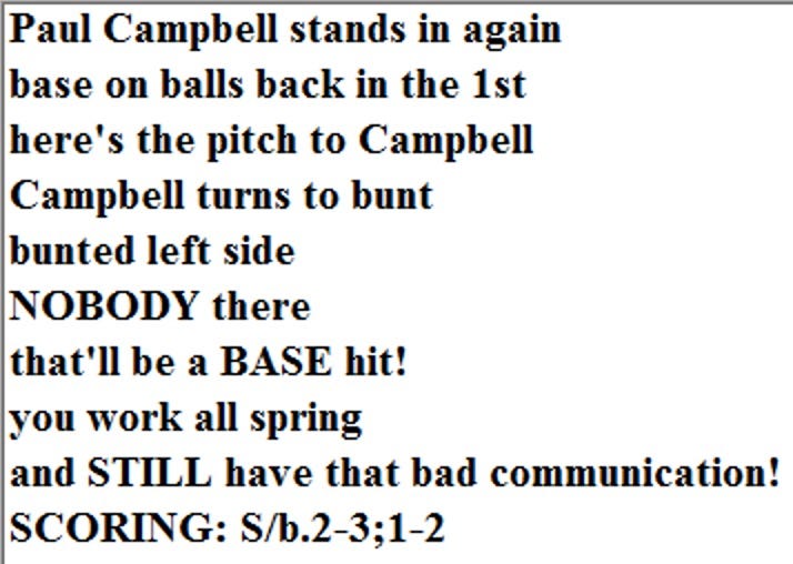 Diamond Mind Baseball Play By Play