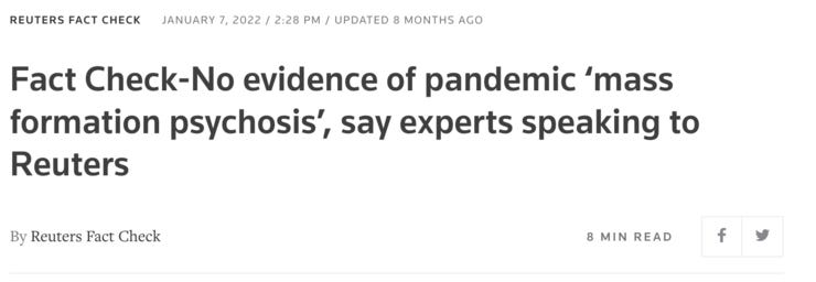 Fact checkers cited expert testimony to deny the existence of mass formation psychosis