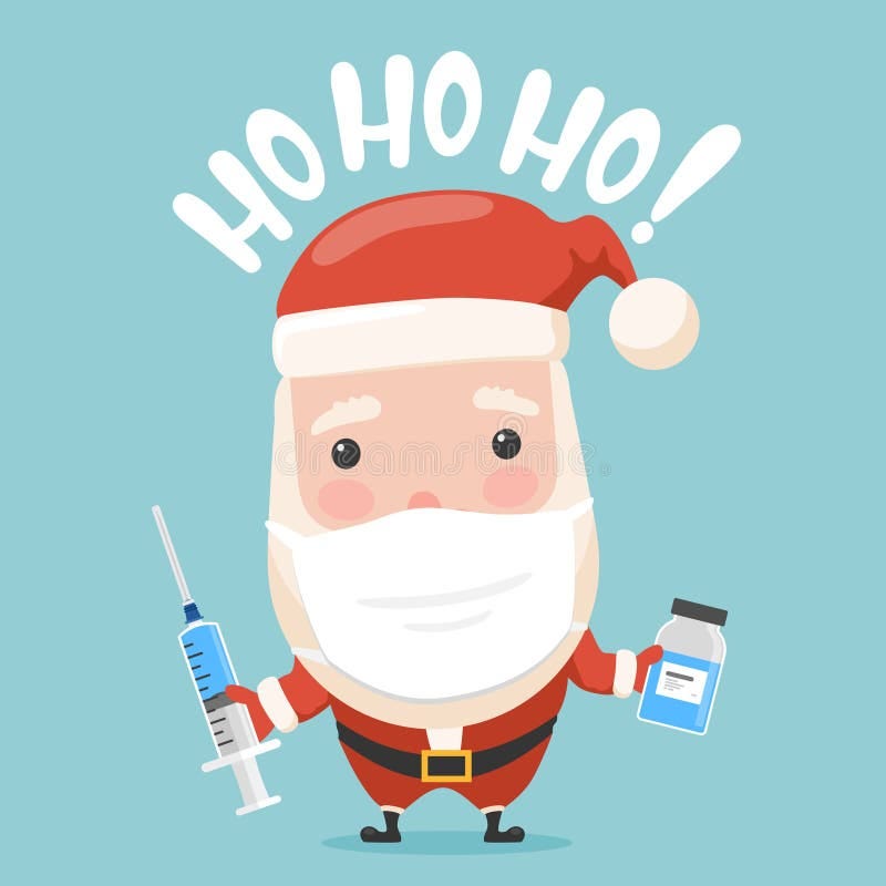 Santa Cartoon with Virus Vaccine. Stock Vector - Illustration of claus,  message: 196256978