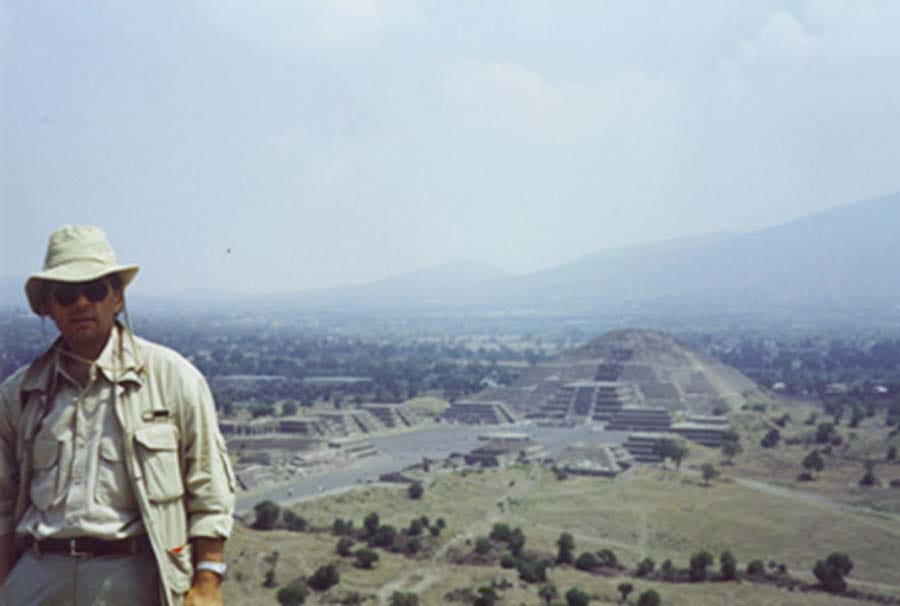 Dr Roberto Volterri in Teotihuacán, on top of the Pyramid of the Sun.