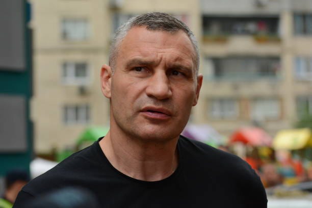Mayor of Kyiv Vitali Klitschko at the site of a missile hitting a high-rise residential building on June 24, 2023 in Kyiv, Ukraine. Russia launched...