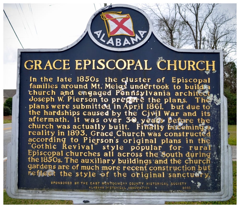 Grace Episcopal Church historical marker, Pike Road, Montgomery County, Alabama