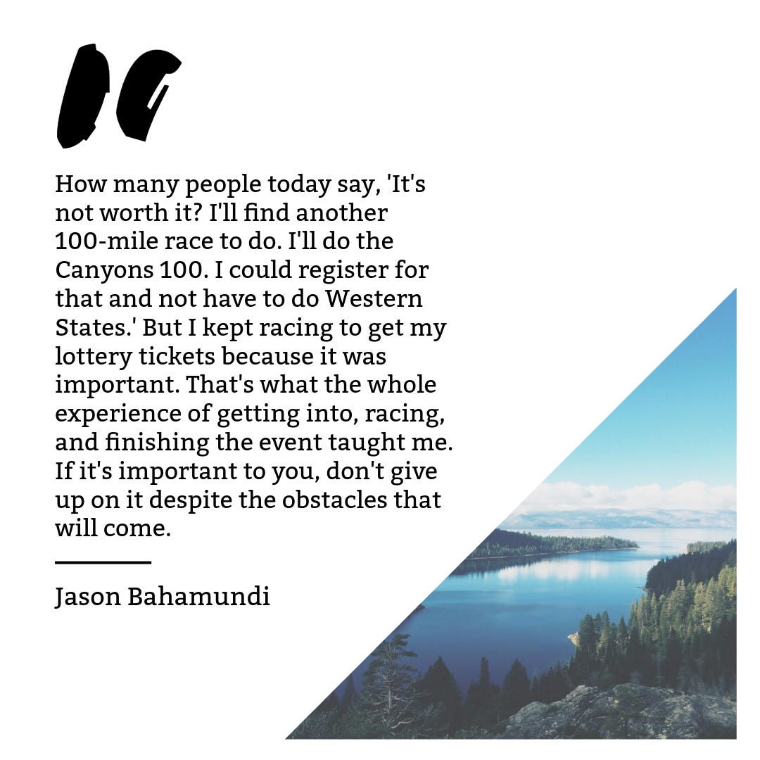 Pull quote from Jason Bahamundi's story with an image of Lake Tahoe in the background