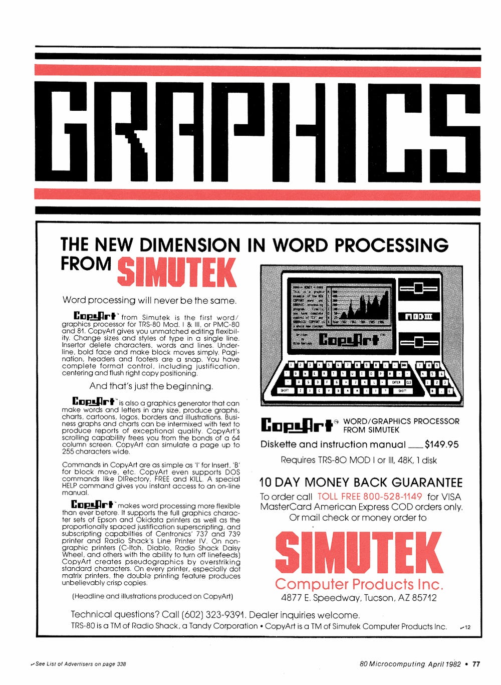 From the April 1982 issue of 80 Microcomputing magazine