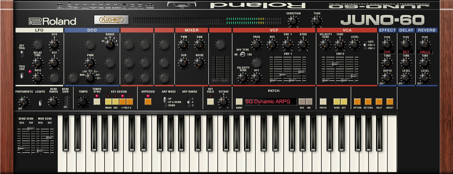 A simulator by Roland of the JUNO-60 synth from the 1980s.