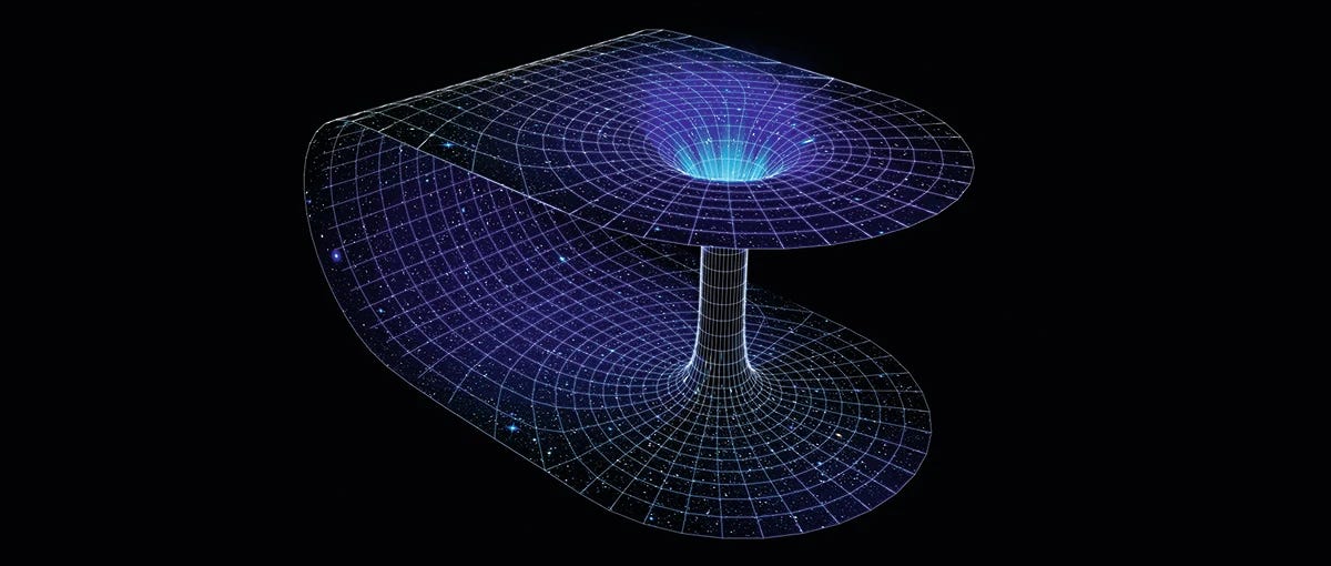 Computer graphic of a wormhole.