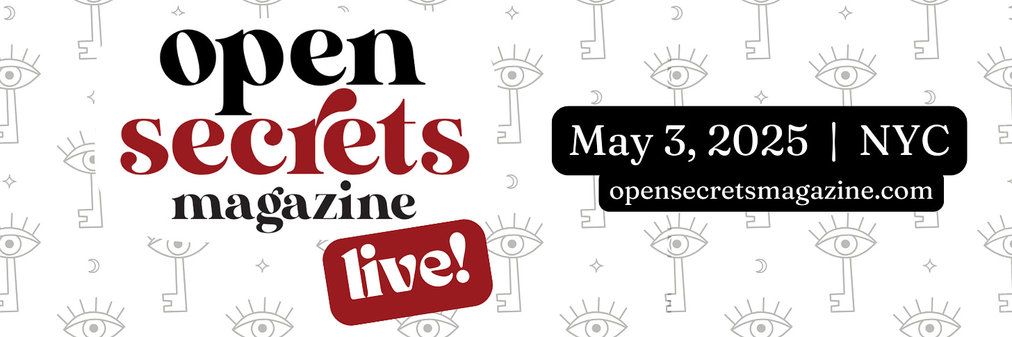 open secrets magazine live, May 3, NYC, save the date