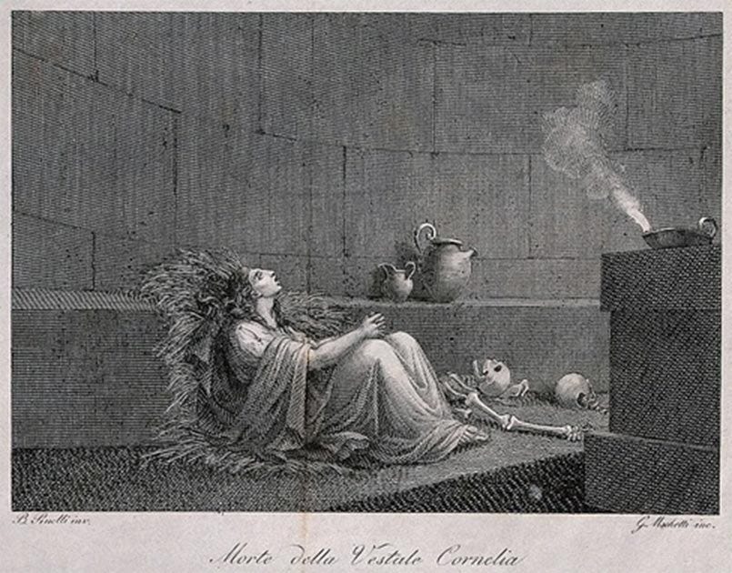 Cornelia, de Vestaalse maagd, levend begraven (Wellcome Images/ CC BY-SA 4.0)
