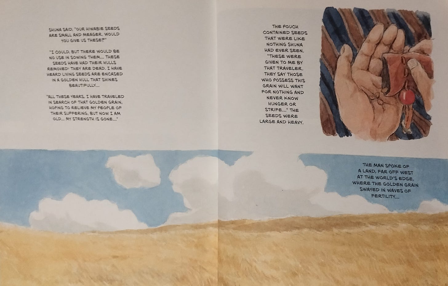 The man spoke of a land, far off west at the world's edge, where the golden grain swayed in waves of fertility…